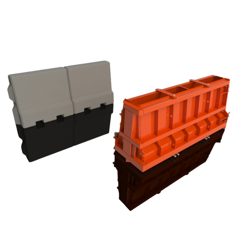 Road barrier mould with divider 78x21x35 / 2X  39x21x35